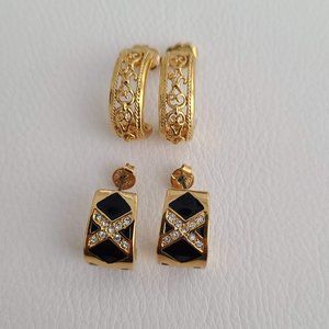 Avon 2 pairs Earrings - Gold Black